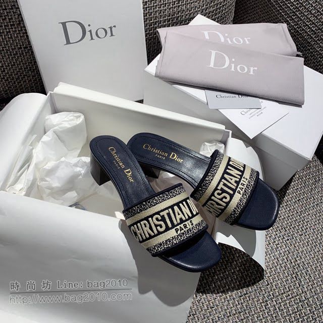 DIOR女鞋 迪奧2021專櫃新款磨砂新大底涼拖 Dior一字型刺繡平拖  naq1510